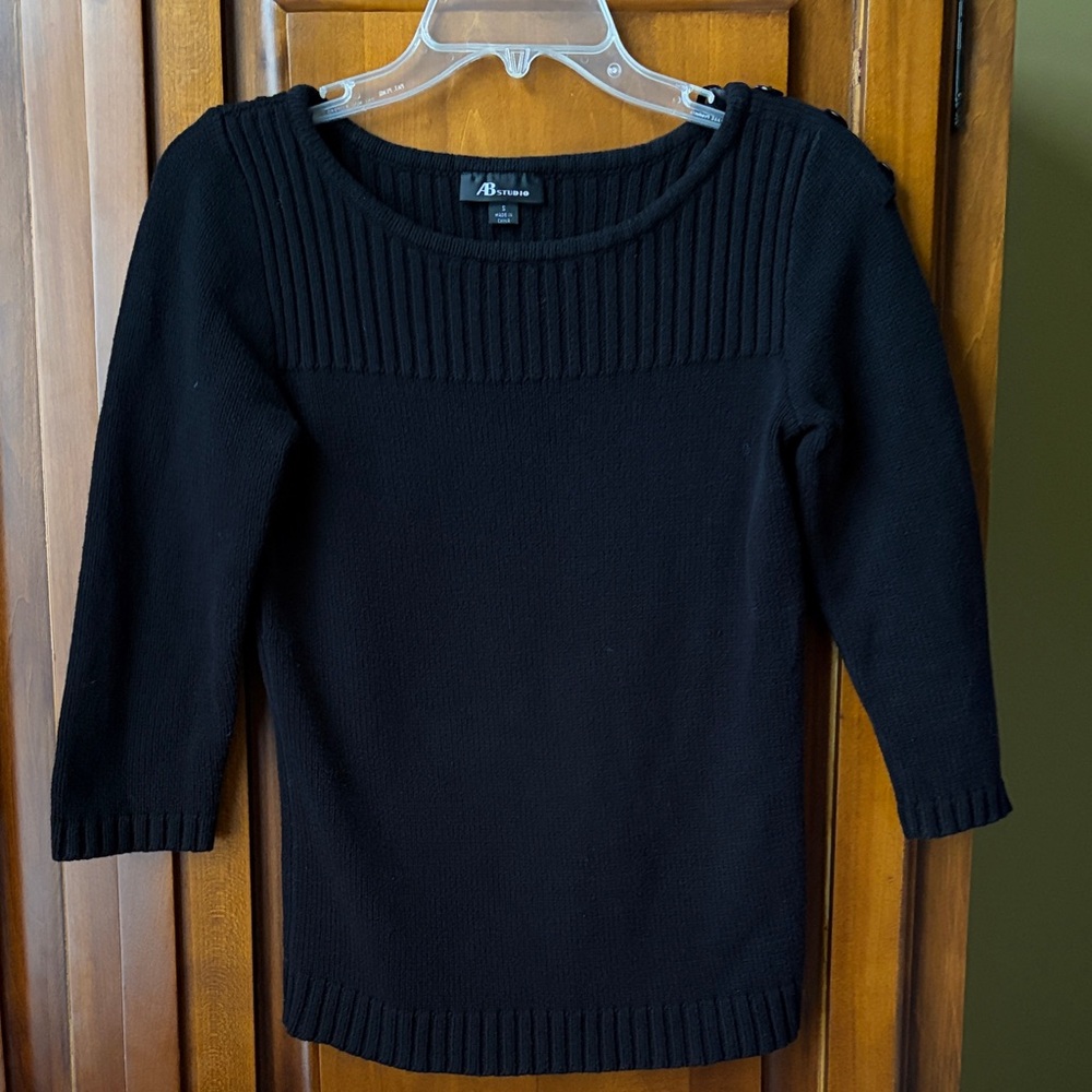 Black AB Studio Ribbed Women's Sweater